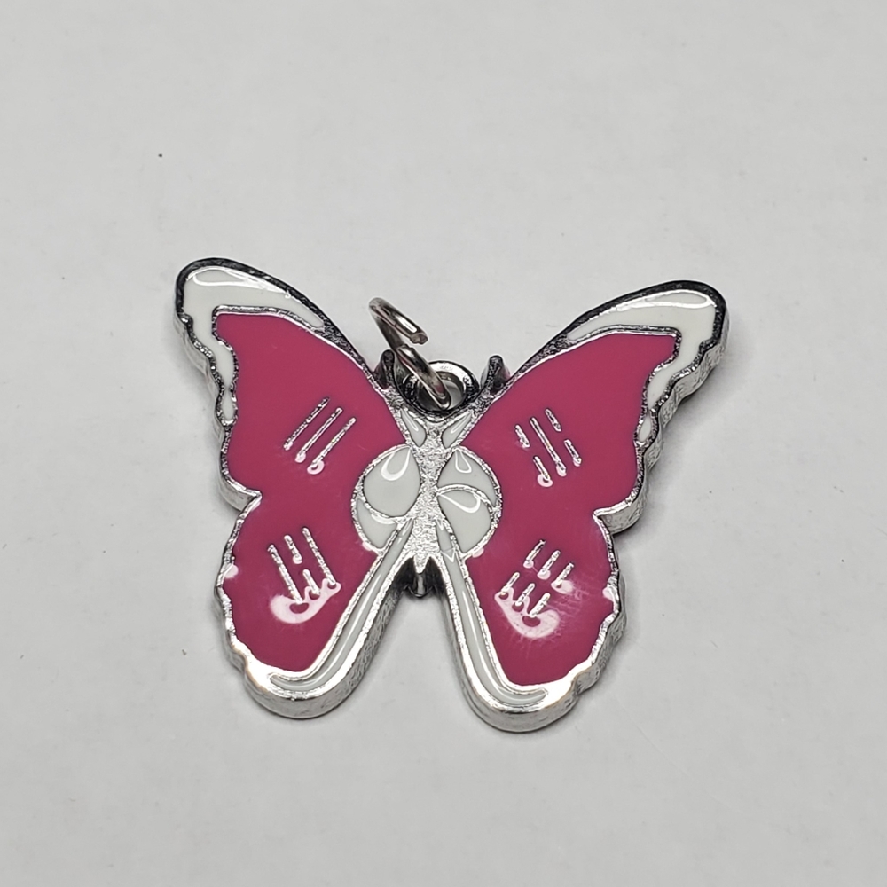 Beautiful pink and silver butterfly pendant